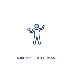 accomplished human concept 2 colored icon. simple line element illustration. outline blue accomplished human symbol. can be used for web and mobile ui/ux.