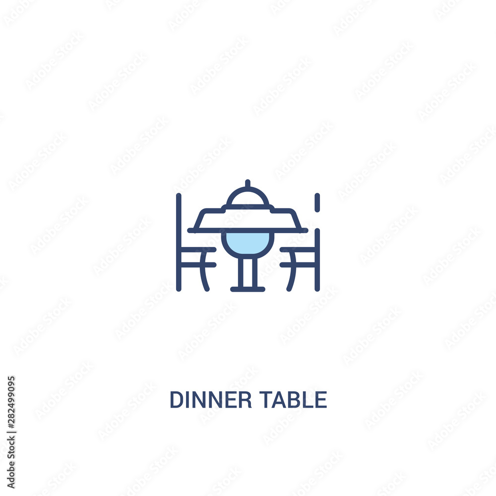 Poster dinner table concept 2 colored icon. simple line element illustration. outline blue dinner table sym