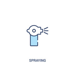 spraying concept 2 colored icon. simple line element illustration. outline blue spraying symbol. can be used for web and mobile ui/ux.