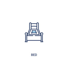 bed concept 2 colored icon. simple line element illustration. outline blue bed symbol. can be used for web and mobile ui/ux.