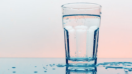 Carbonated soda water in drinking glass