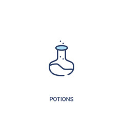 potions concept 2 colored icon. simple line element illustration. outline blue potions symbol. can be used for web and mobile ui/ux.