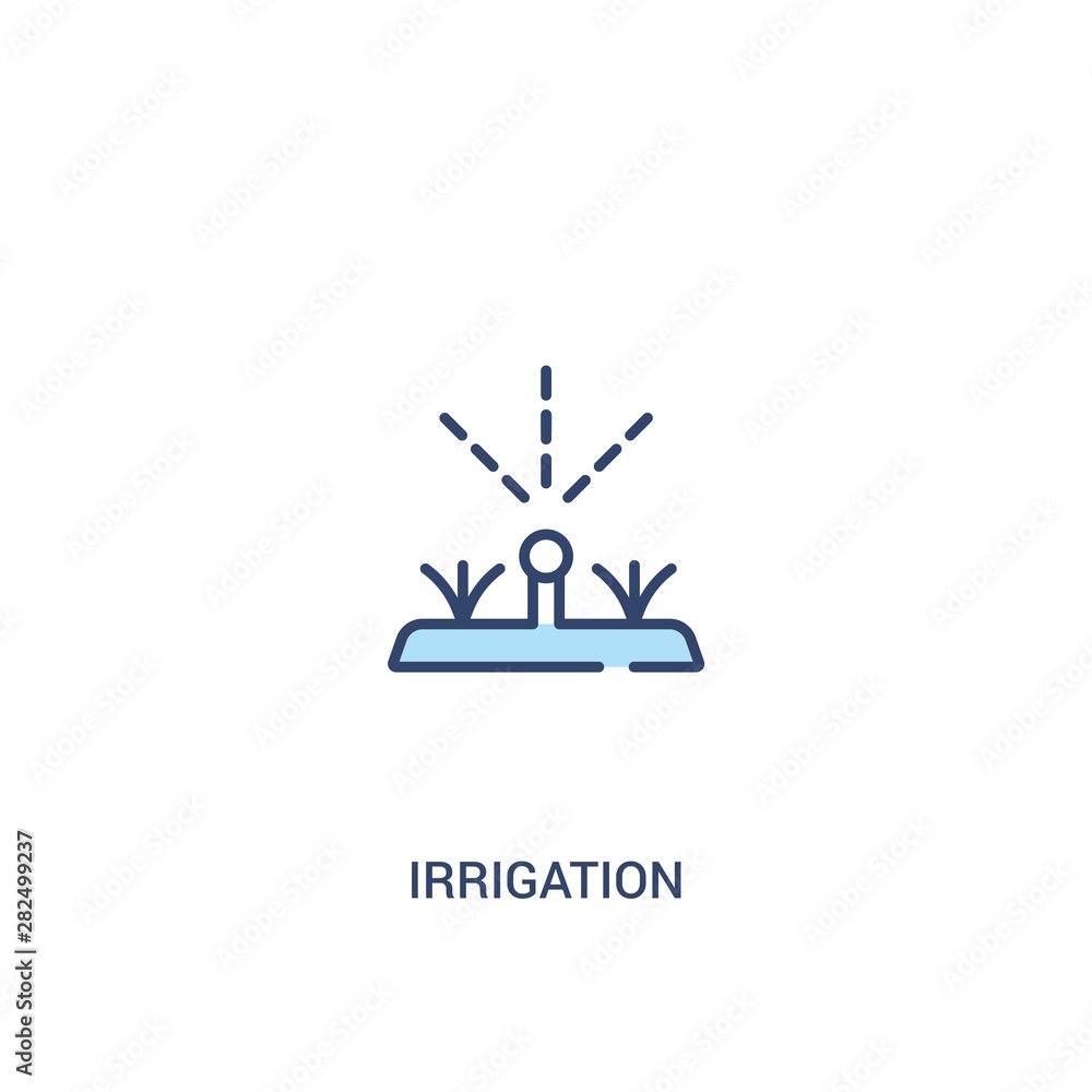 Poster irrigation concept 2 colored icon. simple line element illustration. outline blue irrigation symbol.