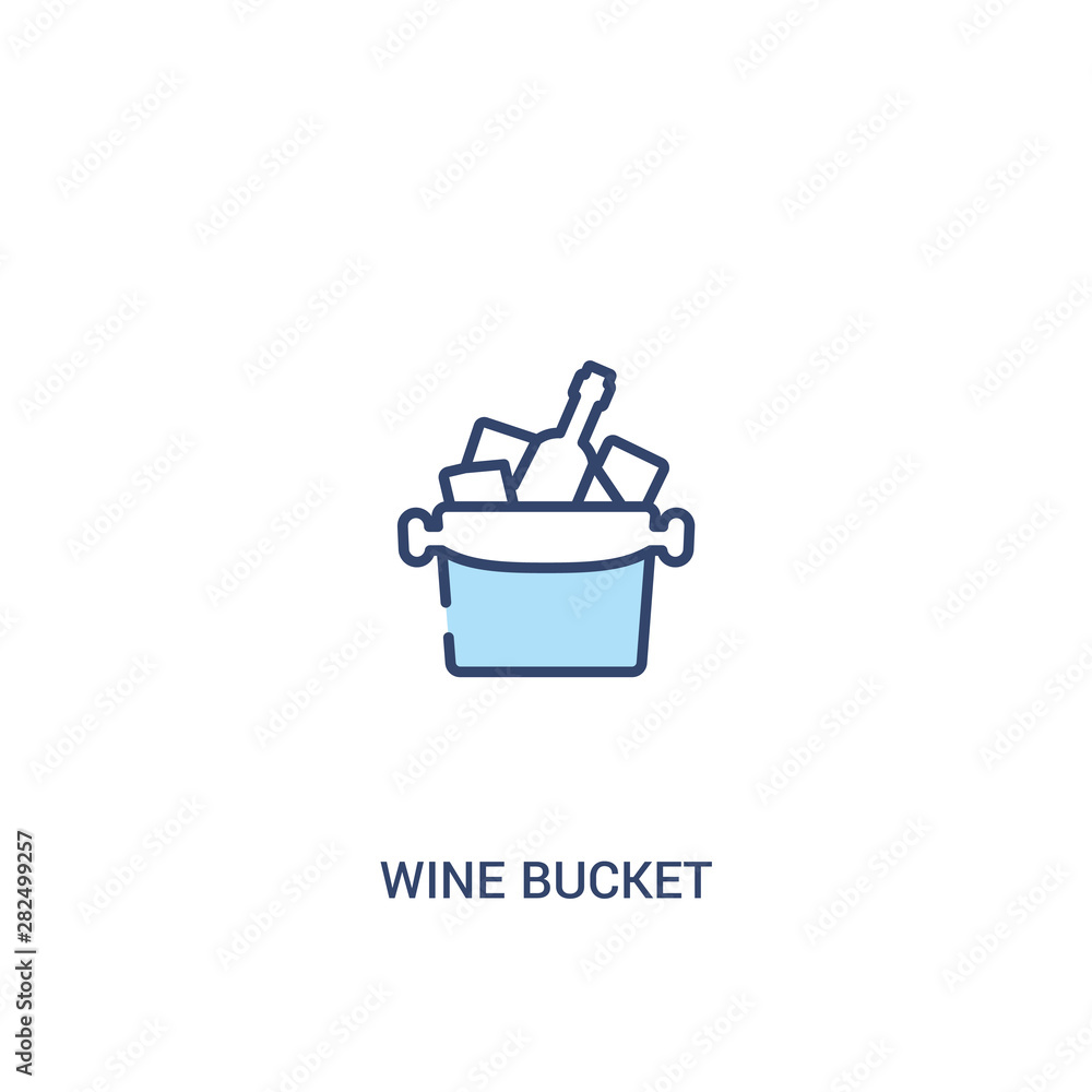 Poster wine bucket concept 2 colored icon. simple line element illustration. outline blue wine bucket symbo