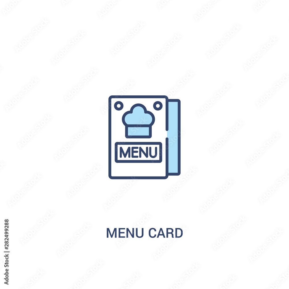 Poster menu card concept 2 colored icon. simple line element illustration. outline blue menu card symbol. c