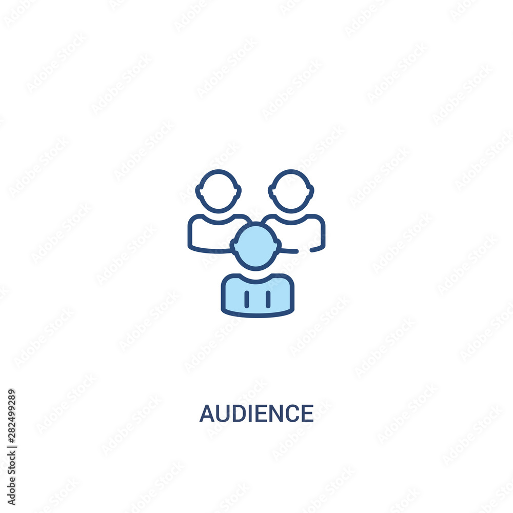 Aufkleber audience concept 2 colored icon. simple line element illustration. outline blue audience symbol. can