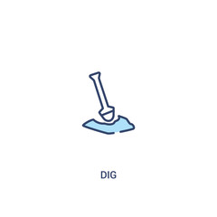 dig concept 2 colored icon. simple line element illustration. outline blue dig symbol. can be used for web and mobile ui/ux.