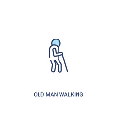 old man walking concept 2 colored icon. simple line element illustration. outline blue old man walking symbol. can be used for web and mobile ui/ux.