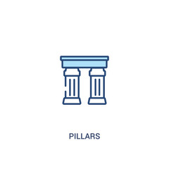 pillars concept 2 colored icon. simple line element illustration. outline blue pillars symbol. can be used for web and mobile ui/ux.