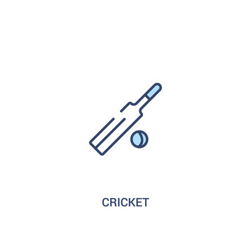 cricket concept 2 colored icon. simple line element illustration. outline blue cricket symbol. can be used for web and mobile ui/ux.