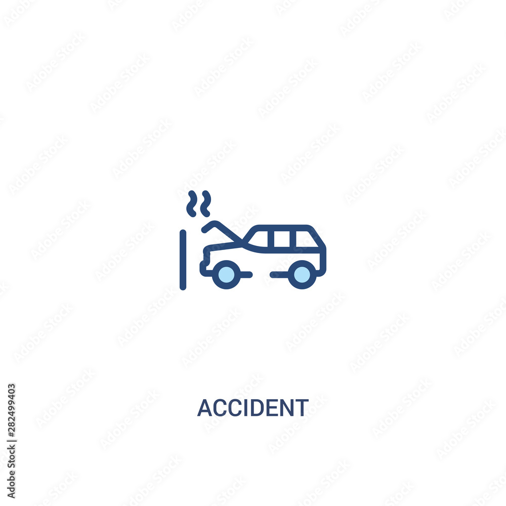 Poster accident concept 2 colored icon. simple line element illustration. outline blue accident symbol. can