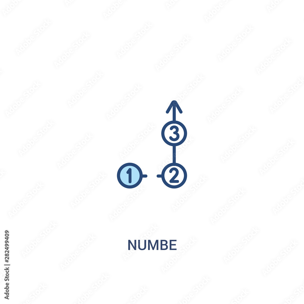 Poster numbe concept 2 colored icon. simple line element illustration. outline blue numbe symbol. can be us