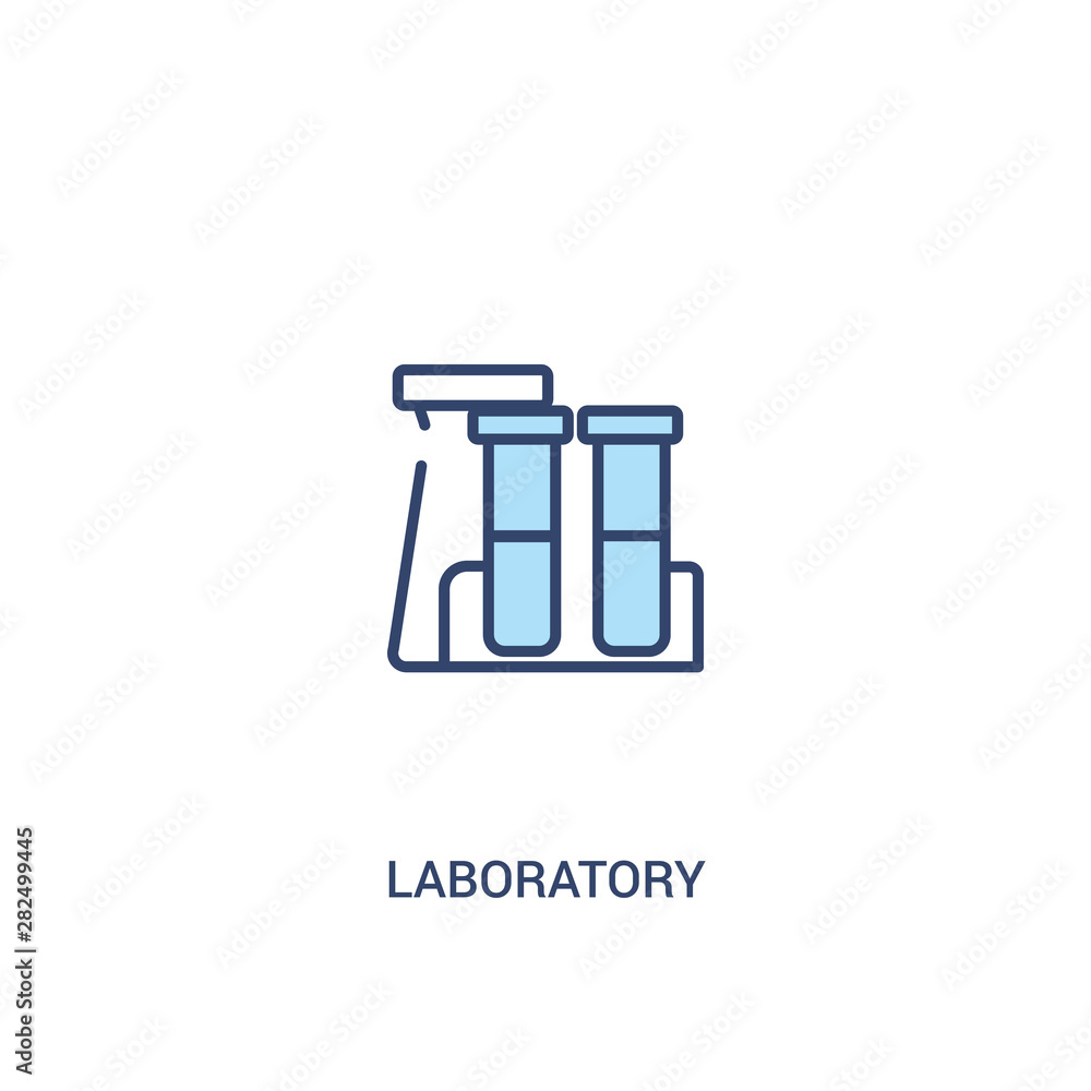 Poster laboratory concept 2 colored icon. simple line element illustration. outline blue laboratory symbol.