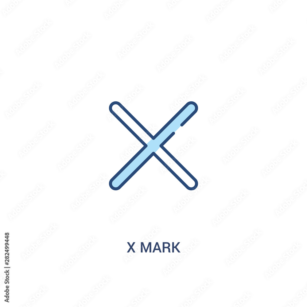 Poster x mark concept 2 colored icon. simple line element illustration. outline blue x mark symbol. can be 