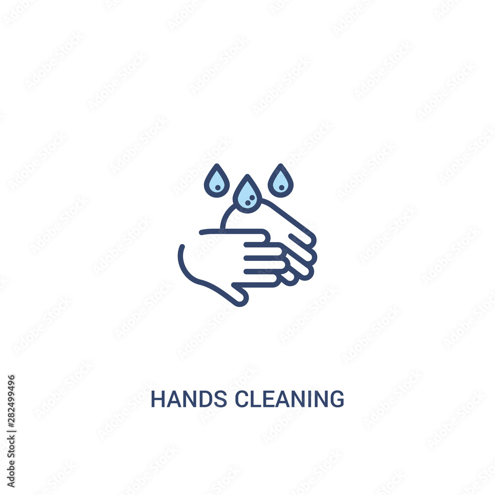 Poster hands cleaning concept 2 colored icon. simple line element illustration. outline blue hands cleaning