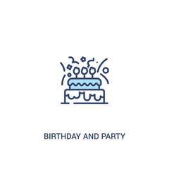 Obraz premium birthday and party concept 2 colored icon. simple line element illustration. outline blue birthday and party symbol. can be used for web and mobile ui/ux.