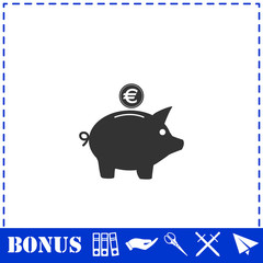 Pig Money Box icon flat