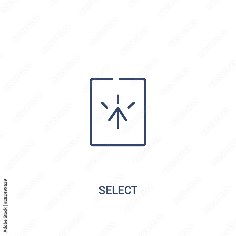 Poster select concept 2 colored icon. simple line element illustration. outline blue select symbol. can be 