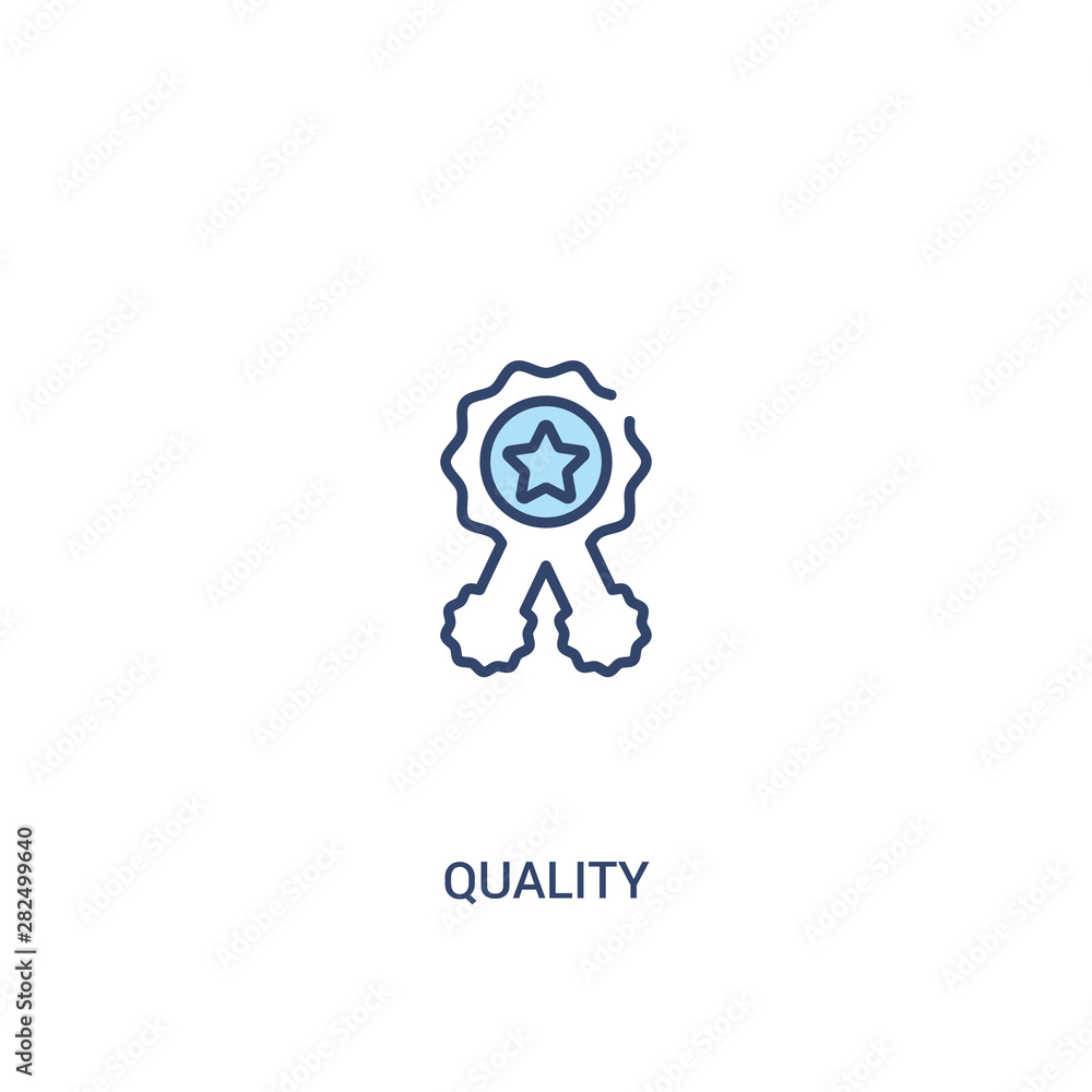 Poster quality concept 2 colored icon. simple line element illustration. outline blue quality symbol. can b