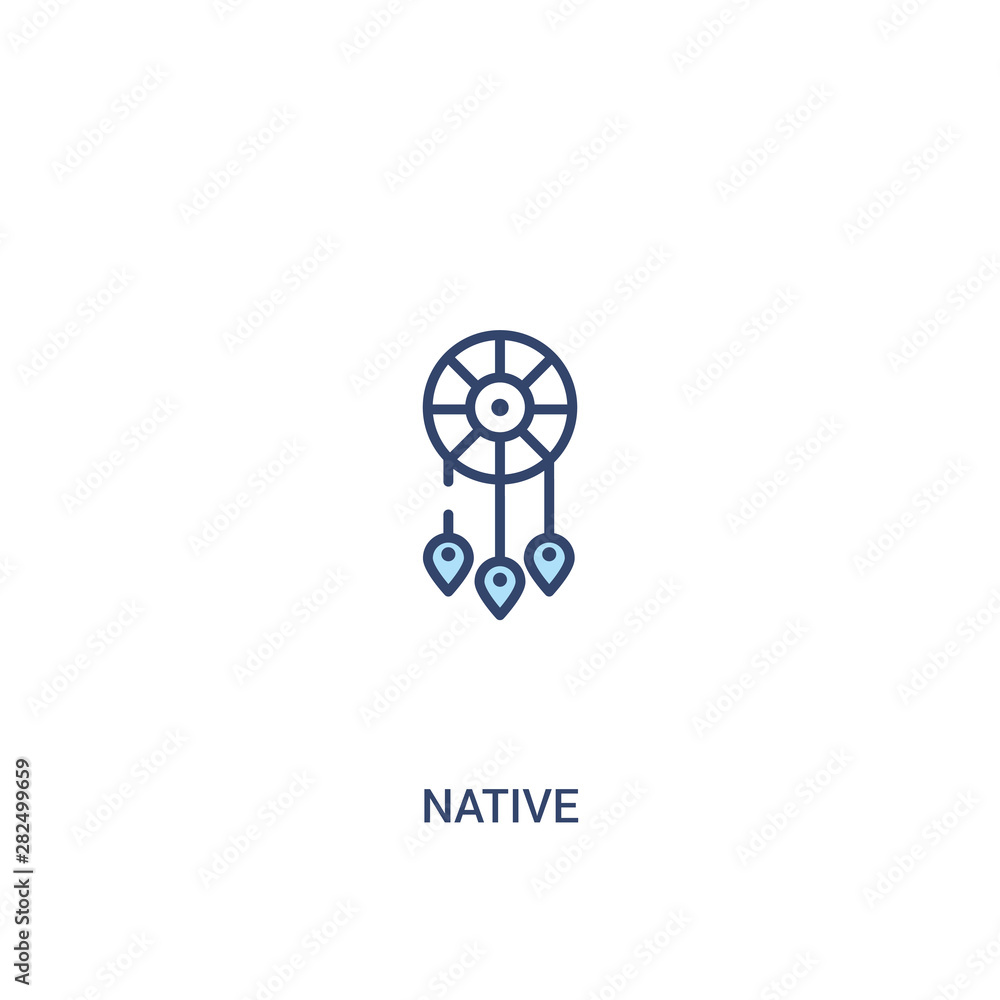 Poster native concept 2 colored icon. simple line element illustration. outline blue native symbol. can be 