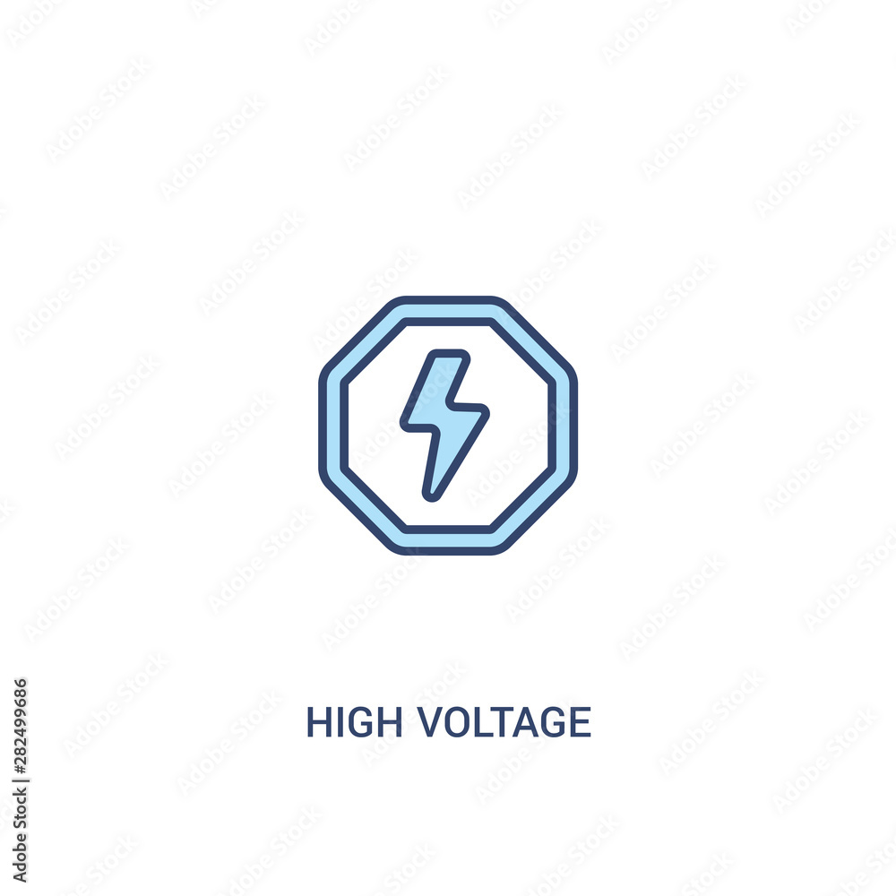 Poster high voltage concept 2 colored icon. simple line element illustration. outline blue high voltage sym