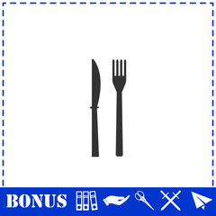 Fork knife icon flat