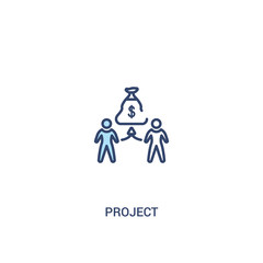 project concept 2 colored icon. simple line element illustration. outline blue project symbol. can be used for web and mobile ui/ux.