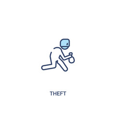 theft concept 2 colored icon. simple line element illustration. outline blue theft symbol. can be used for web and mobile ui/ux.