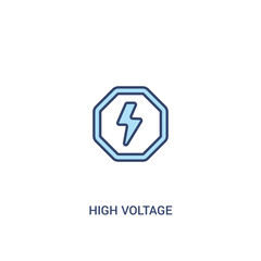 high voltage concept 2 colored icon. simple line element illustration. outline blue high voltage symbol. can be used for web and mobile ui/ux.