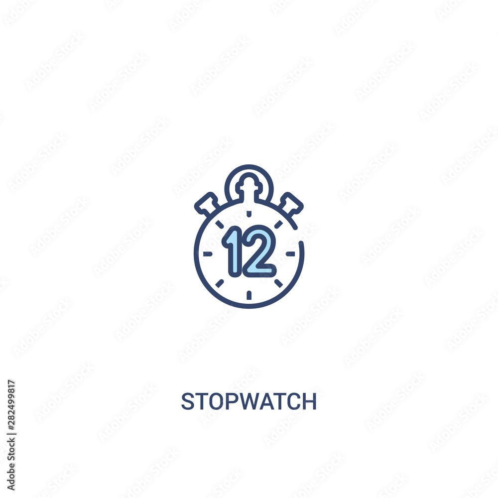 Poster stopwatch concept 2 colored icon. simple line element illustration. outline blue stopwatch symbol. c