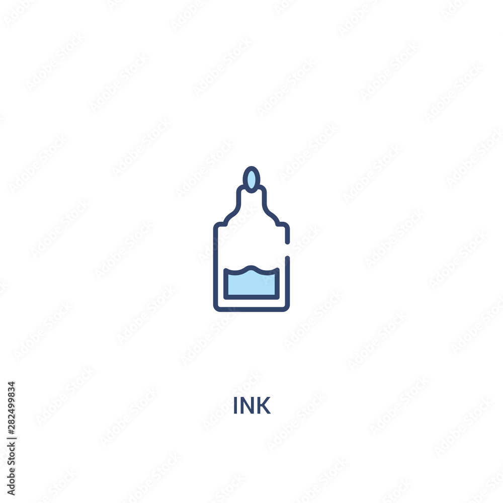 Poster ink concept 2 colored icon. simple line element illustration. outline blue ink symbol. can be used f