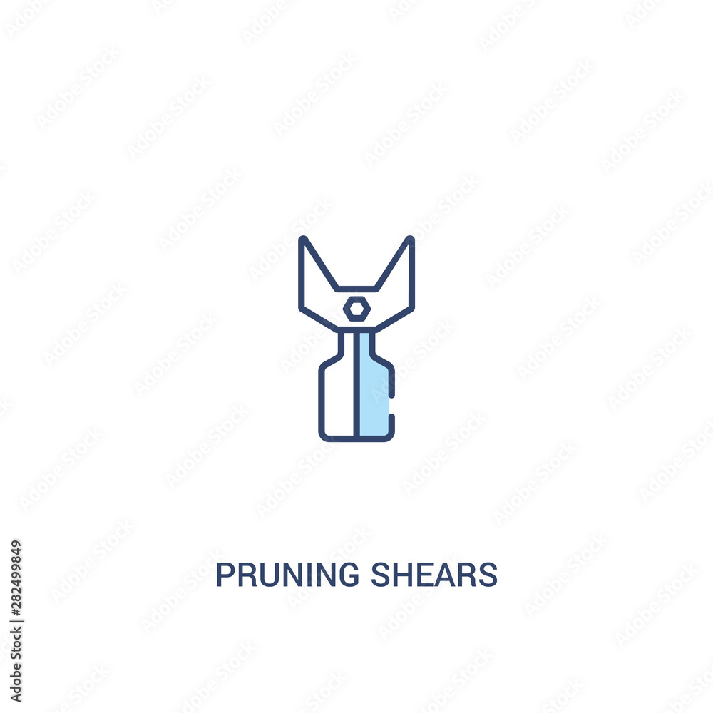 Poster pruning shears concept 2 colored icon. simple line element illustration. outline blue pruning shears
