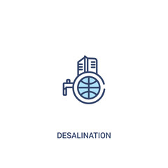 desalination concept 2 colored icon. simple line element illustration. outline blue desalination symbol. can be used for web and mobile ui/ux.