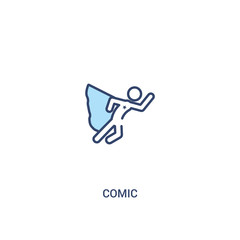 comic concept 2 colored icon. simple line element illustration. outline blue comic symbol. can be used for web and mobile ui/ux.