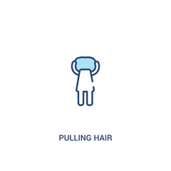 pulling hair concept 2 colored icon. simple line element illustration. outline blue pulling hair symbol. can be used for web and mobile ui/ux.