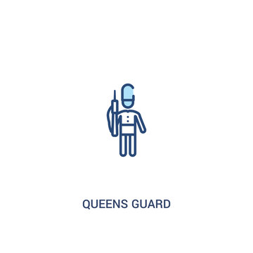 queens guard concept 2 colored icon. simple line element illustration. outline blue queens guard symbol. can be used for web and mobile ui/ux.