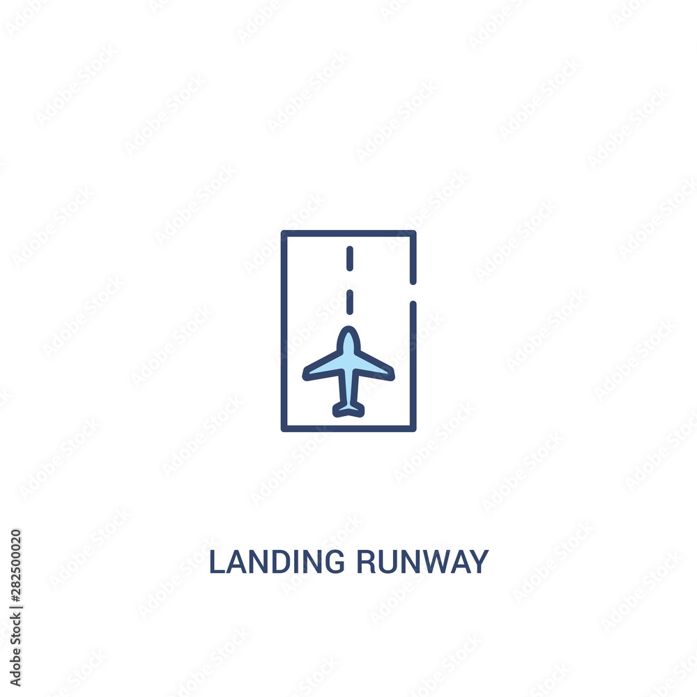 Poster landing runway concept 2 colored icon. simple line element illustration. outline blue landing runway