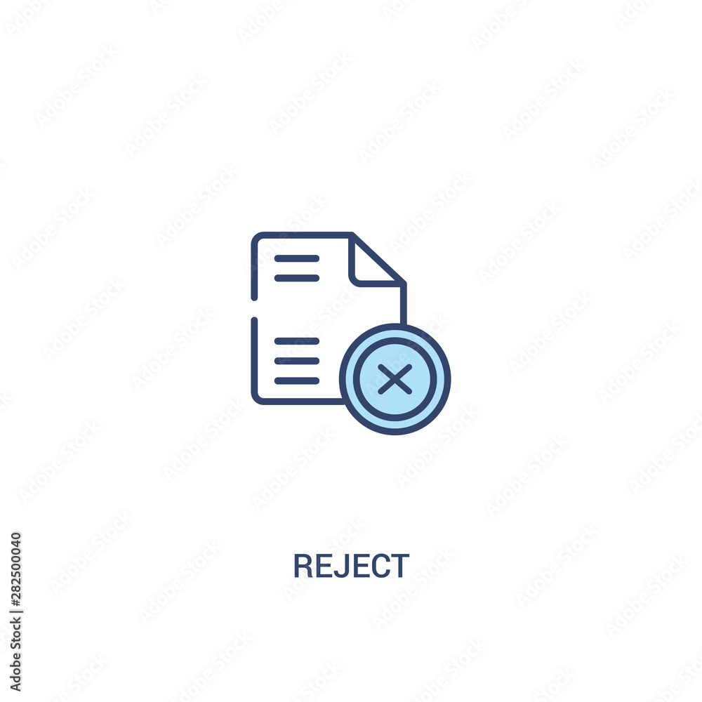 Poster reject concept 2 colored icon. simple line element illustration. outline blue reject symbol. can be 