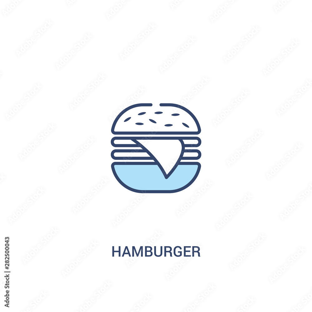 Aufkleber hamburger concept 2 colored icon. simple line element illustration. outline blue hamburger symbol. c