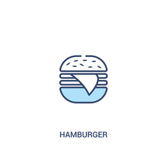 hamburger concept 2 colored icon. simple line element illustration. outline blue hamburger symbol. can be used for web and mobile ui/ux.