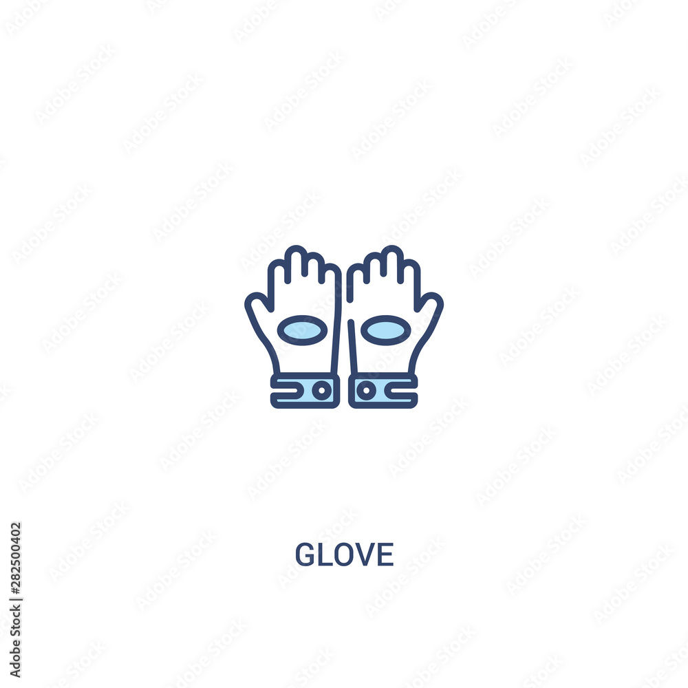Poster glove concept 2 colored icon. simple line element illustration. outline blue glove symbol. can be us