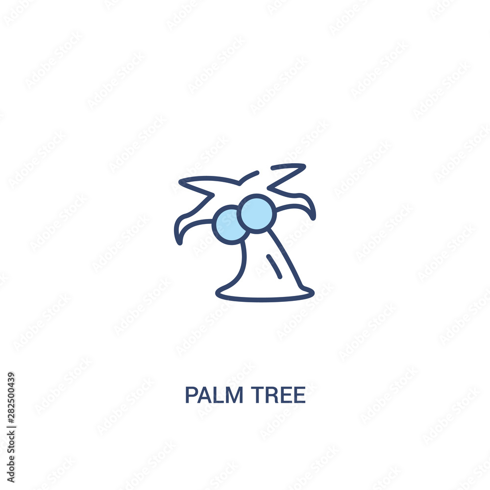 Poster palm tree concept 2 colored icon. simple line element illustration. outline blue palm tree symbol. c