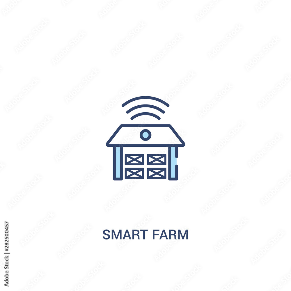 Poster smart farm concept 2 colored icon. simple line element illustration. outline blue smart farm symbol.