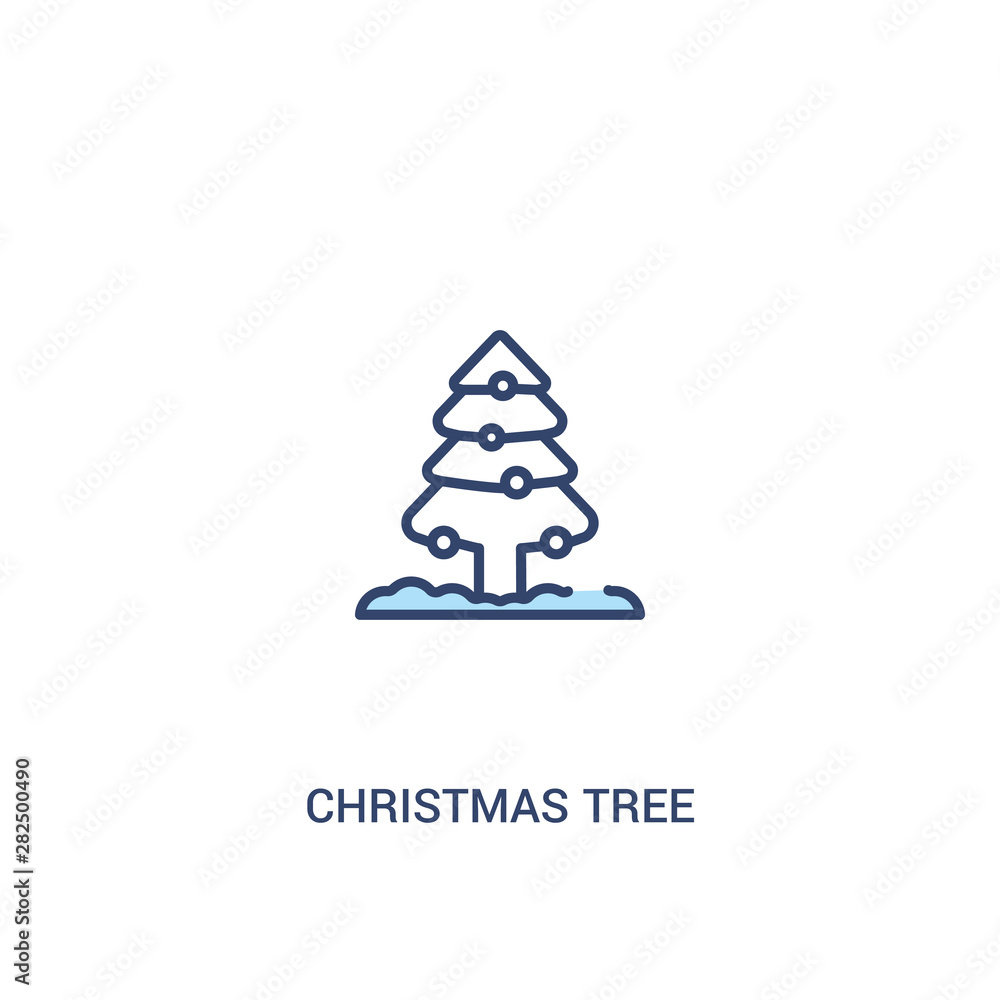 Poster christmas tree concept 2 colored icon. simple line element illustration. outline blue christmas tree