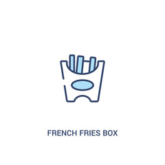 Fototapeta premium french fries box concept 2 colored icon. simple line element illustration. outline blue french fries box symbol. can be used for web and mobile ui/ux.