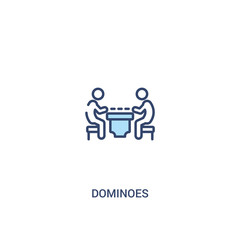 dominoes concept 2 colored icon. simple line element illustration. outline blue dominoes symbol. can be used for web and mobile ui/ux.