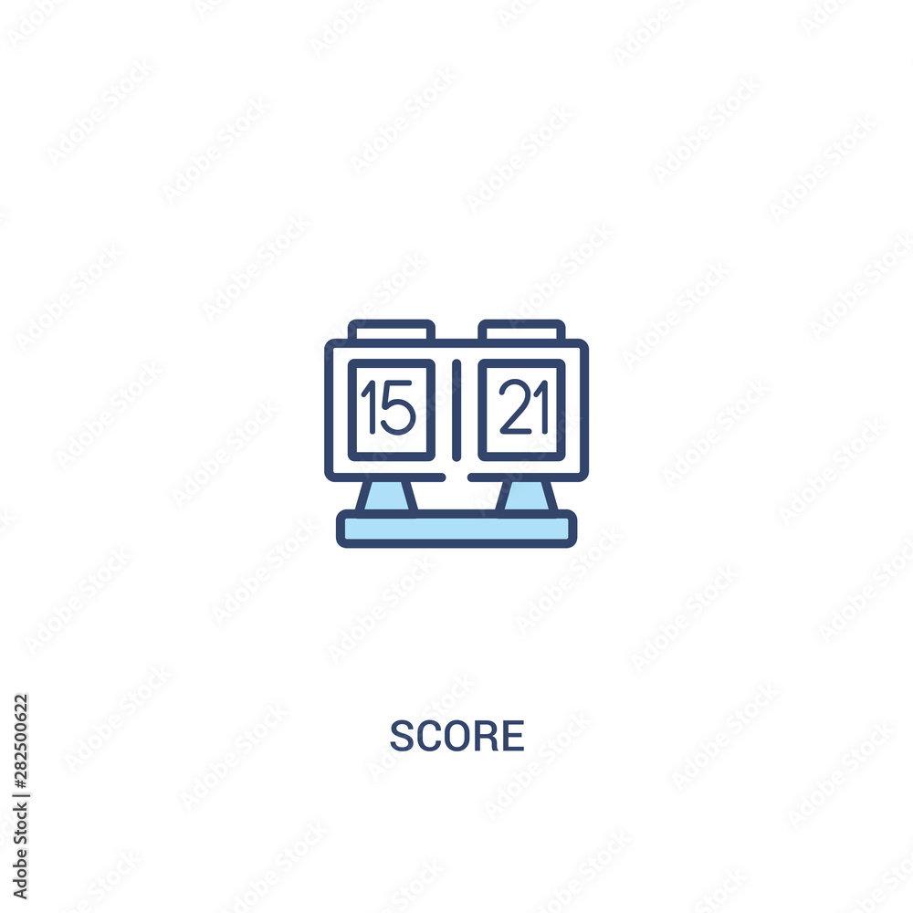 Aufkleber score concept 2 colored icon. simple line element illustration. outline blue score symbol. can be us
