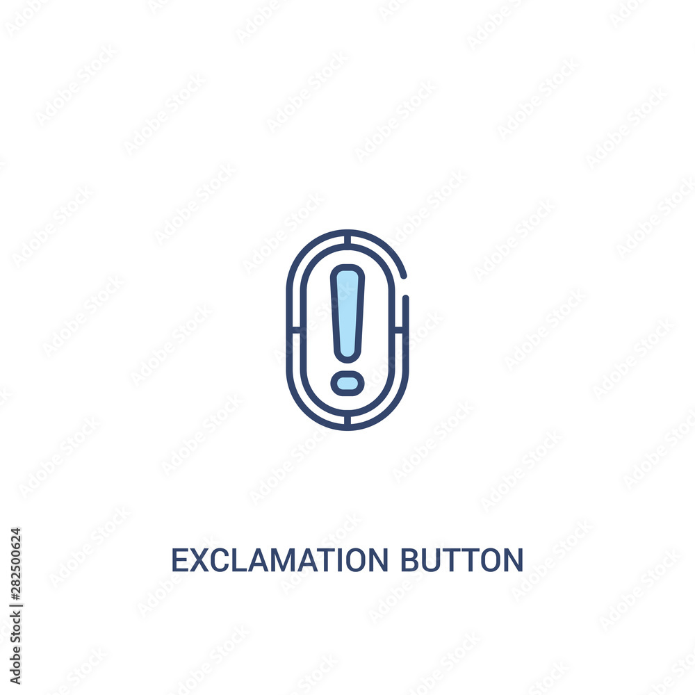 Poster exclamation button concept 2 colored icon. simple line element illustration. outline blue exclamatio