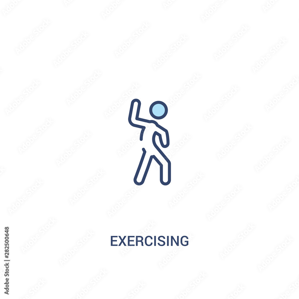 Poster exercising concept 2 colored icon. simple line element illustration. outline blue exercising symbol.