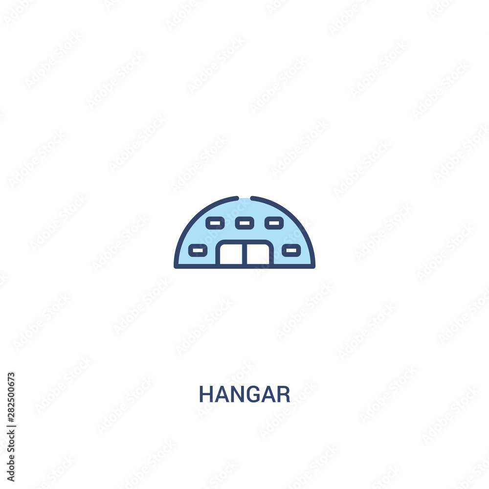 Poster hangar concept 2 colored icon. simple line element illustration. outline blue hangar symbol. can be 